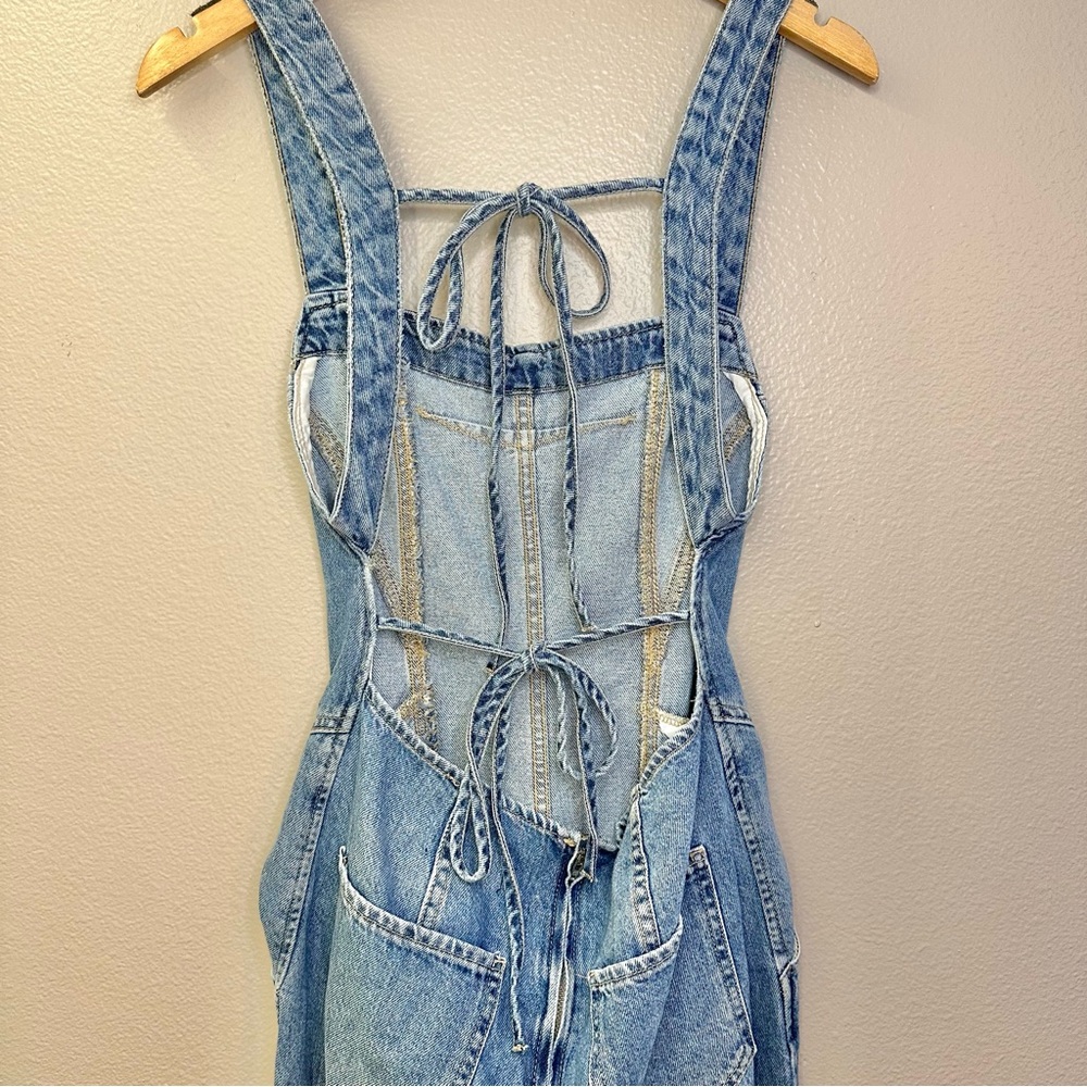NEW Free People We The Free Kendra Orchid Blue Denim Jumpsuit - Picture 6 of 9